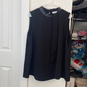 Calvin Klein top with faux leather neck detail